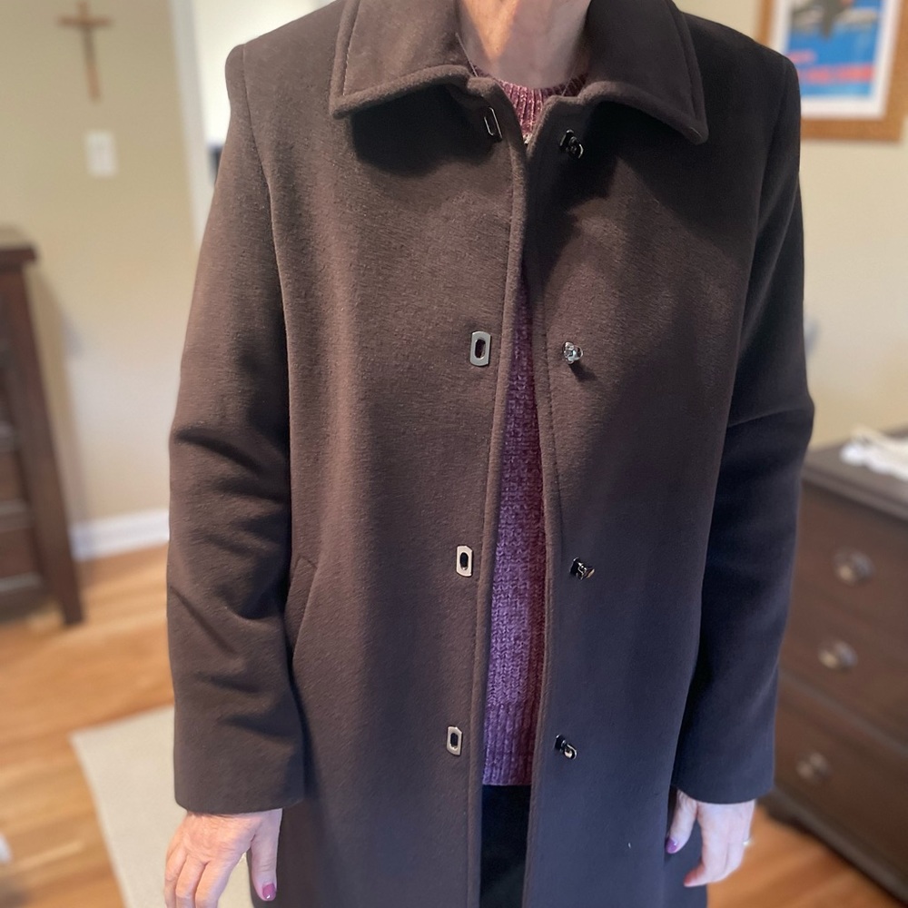 Liz Claiborne Dark Brown Wool Trench Coat